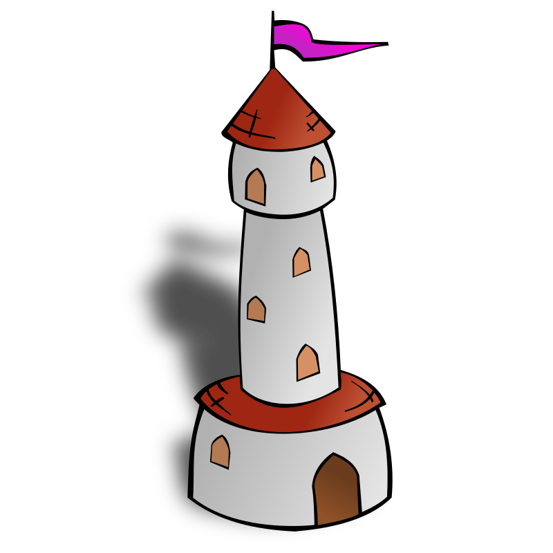 RPG map symbols: Round Tower with Flag