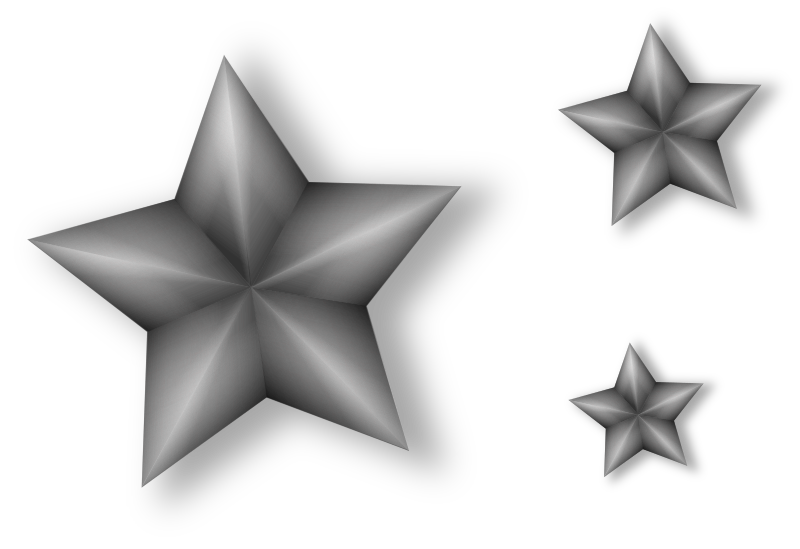 3 Metal Stars with Transparency