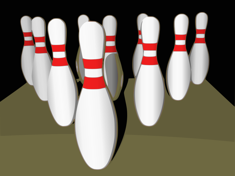 Bowling pins, shaded