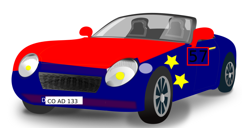 Red Blue Convertible Sports Car