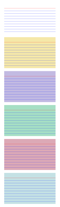 Colored and white index cards