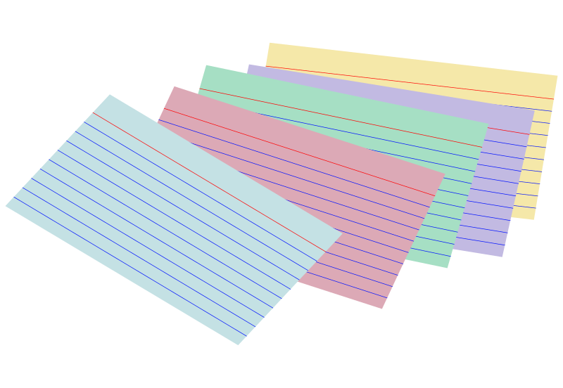Stack of colored index cards