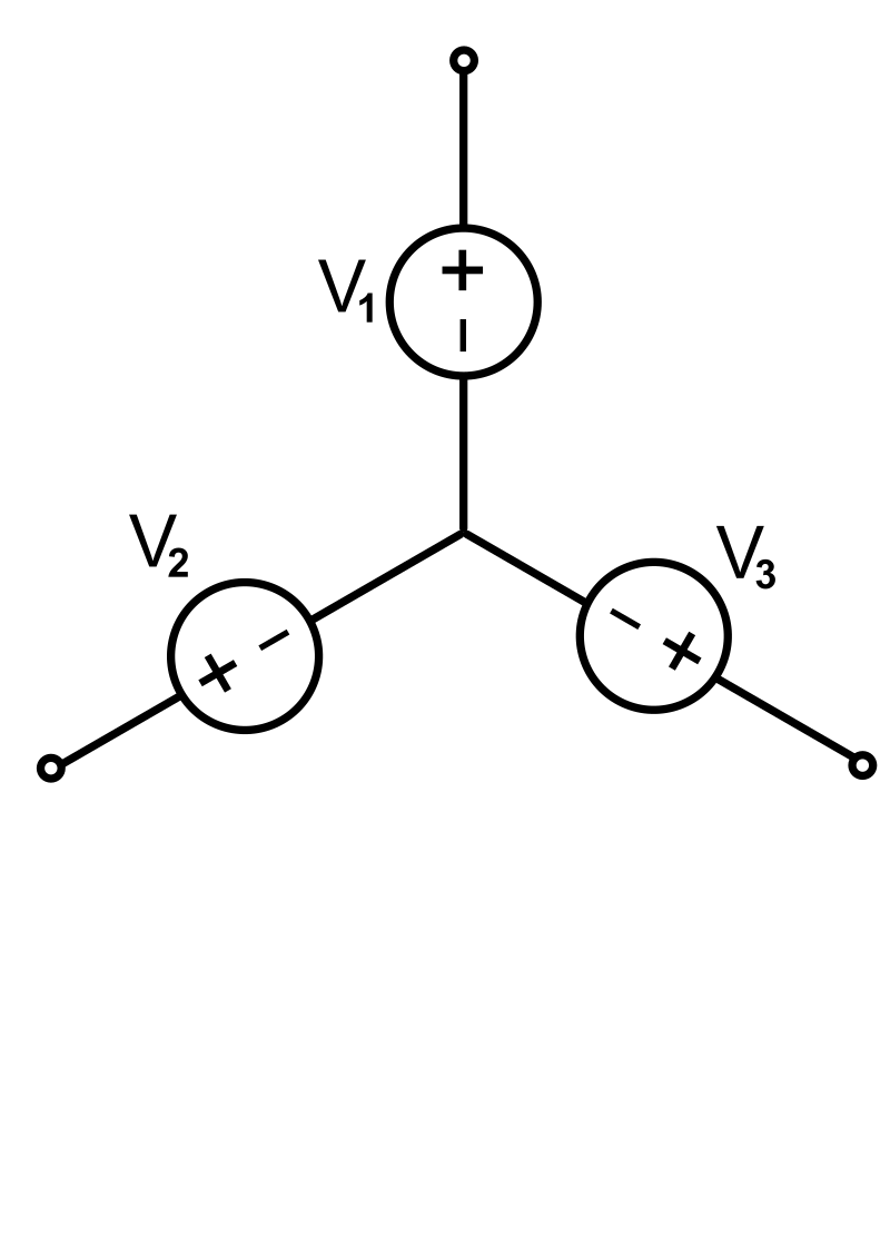 A Three-phase electric power source connected in Y formation