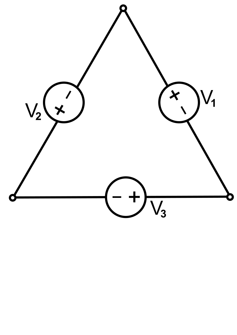 A Three-phase electric power source connected in Delta formation