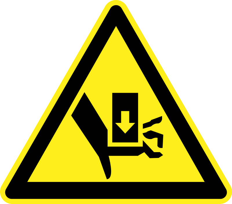 Crush Hazard Warning Sign