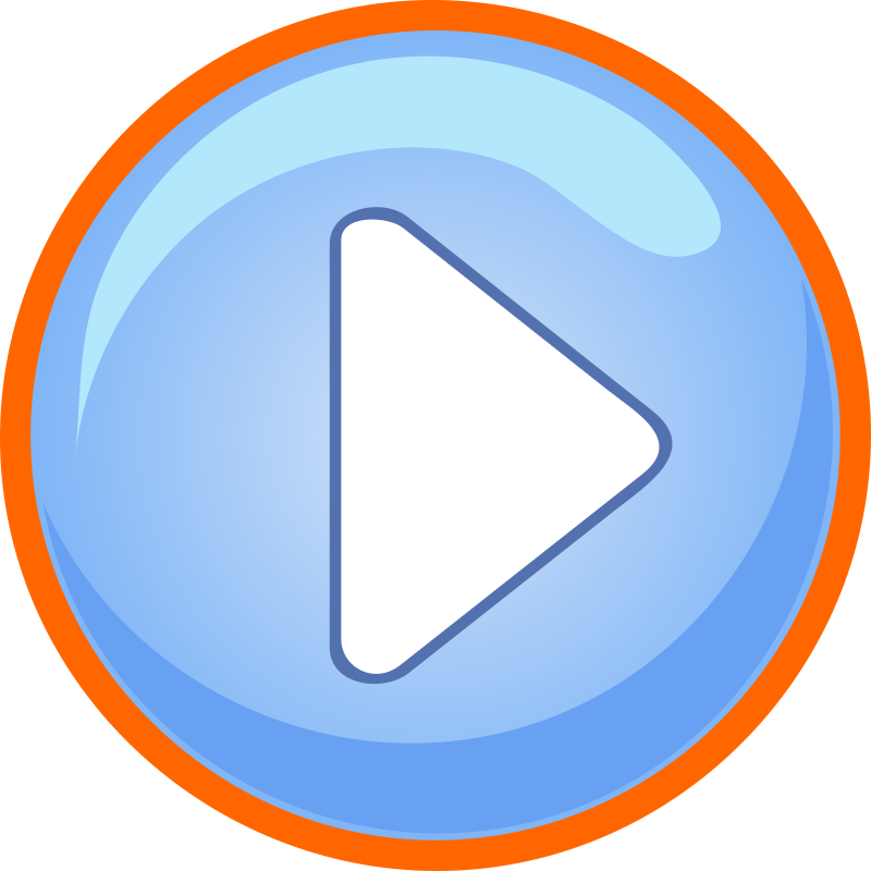 Blue Play Button With Focus