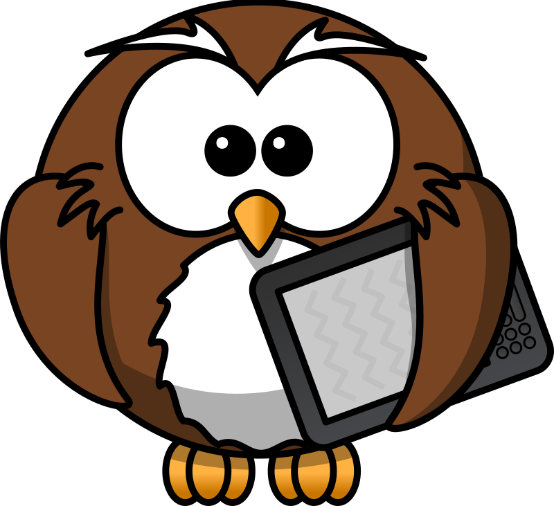 Owl with ebook reader