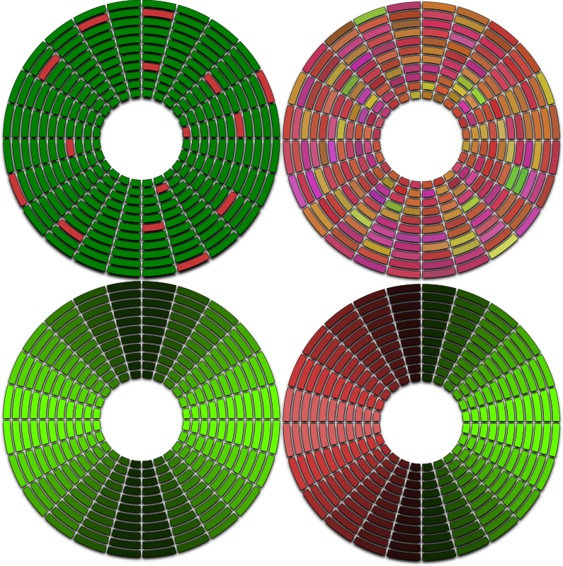 abstract disc circle hdd defragmented fragmented with bad sectors
