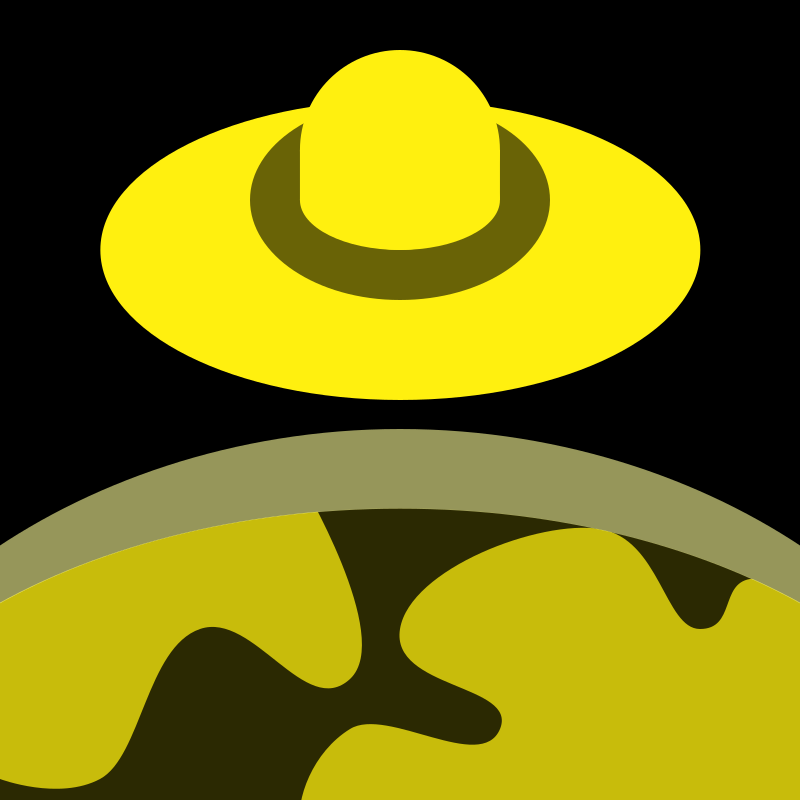Yellow/Black UFO over planet 16px icon