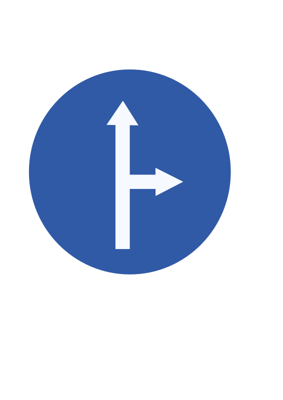 Indian road sign - Ahead or turn right
