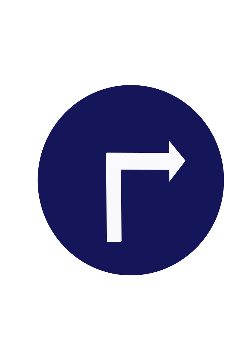 Indian road sign - Compulsory turn right