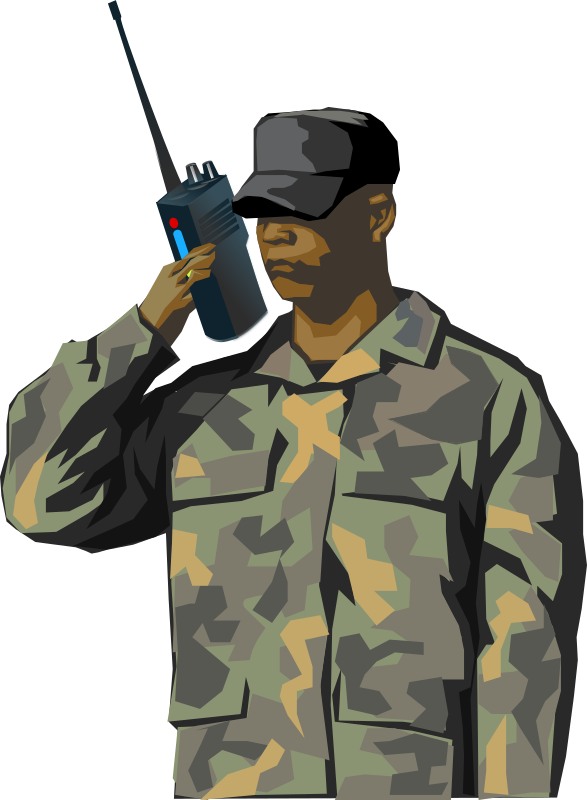 Soldier with walkie talkie radio (tall)