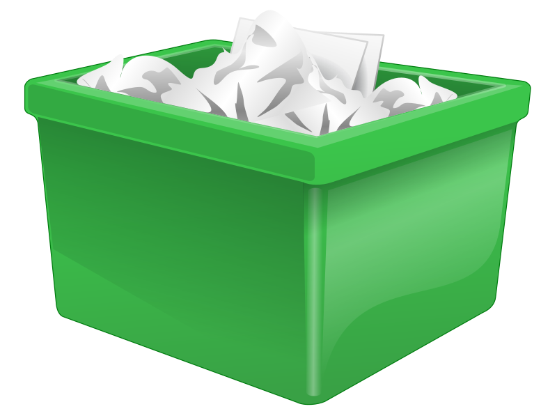 Green Plastic Box Filled With Paper