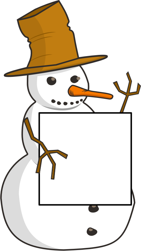 sign-holding snowman