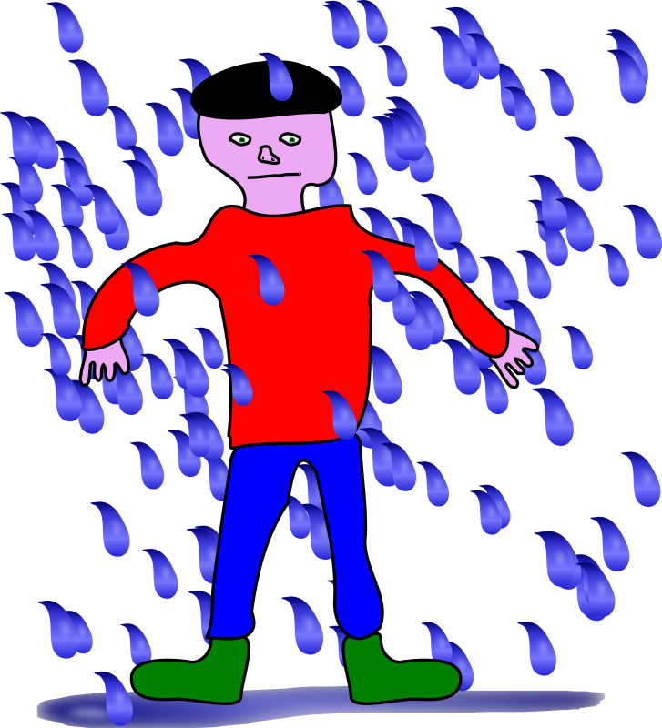 man standing in rain
