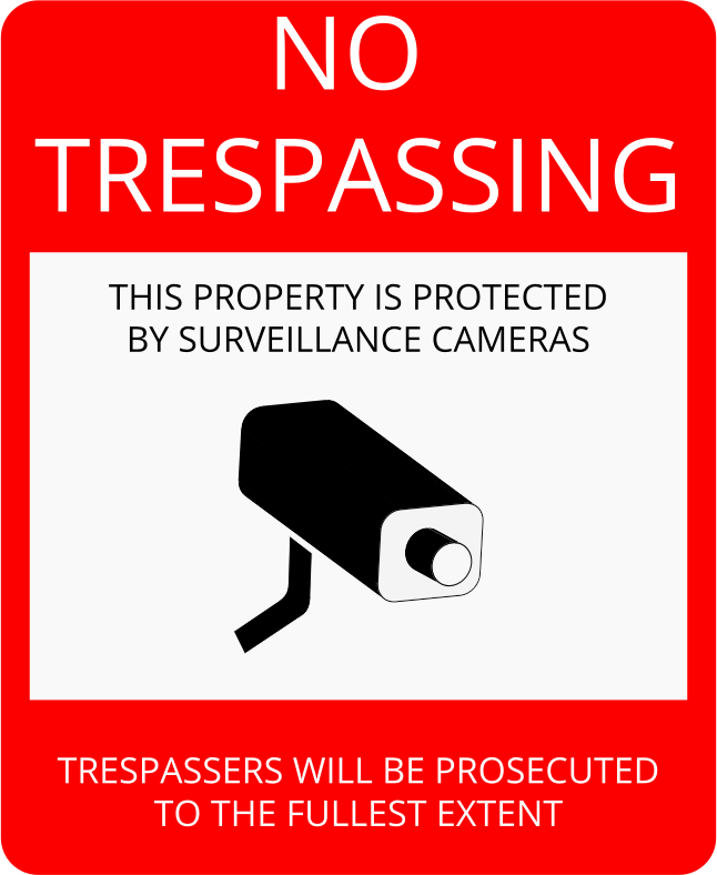 No Trespassing Sign (with camera warning)