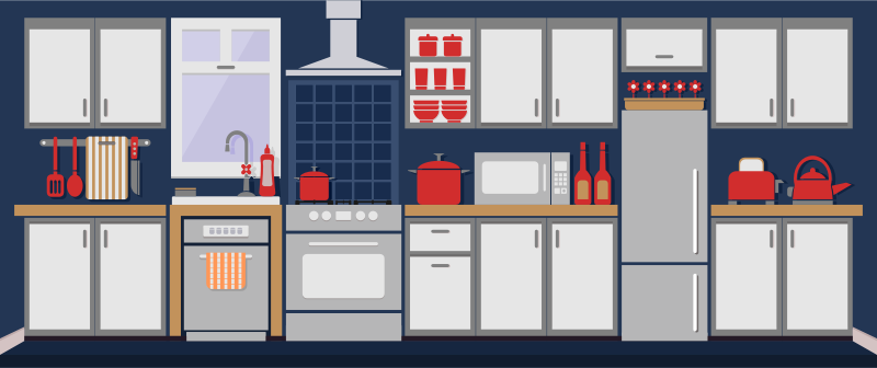 Simple Kitchen Remixed with Flat Colors and Shadows