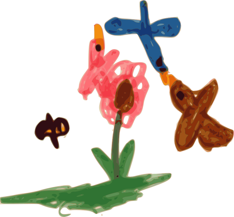 Kindergarten Art Birds, Bee, and Flower