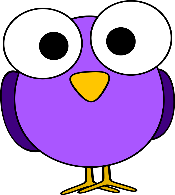 purple googly-eye bird