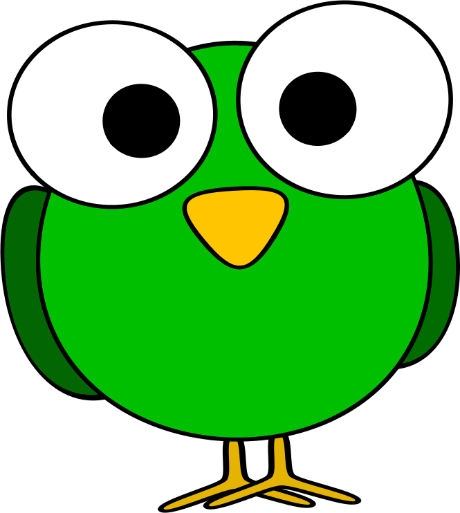 Green googly-eye bird