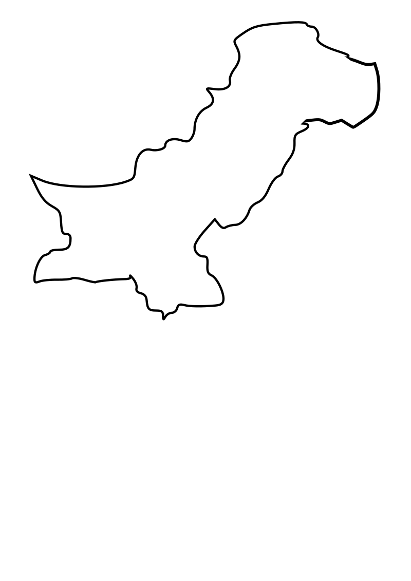 Black outline map of Pakistan