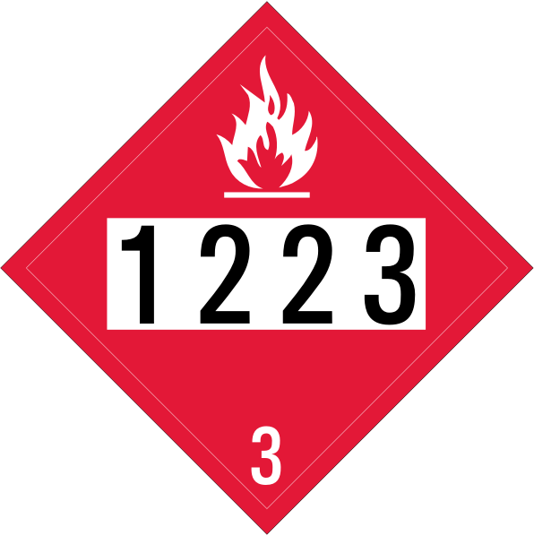 UN 1223 (Kerosene) Flammable Placard (Alpin Gothic CG3)