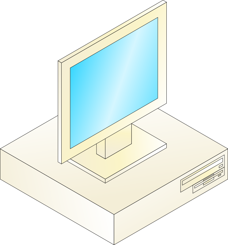 Desktop computer with monitor on top