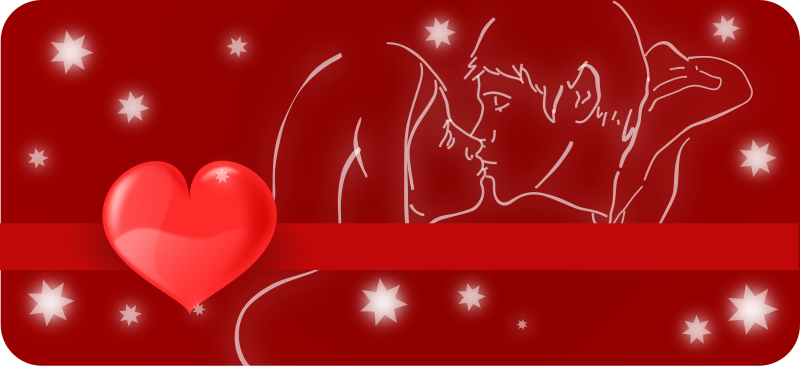 Kissing couple with heart