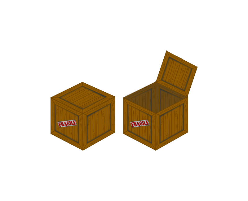 Closed and open perspective crate