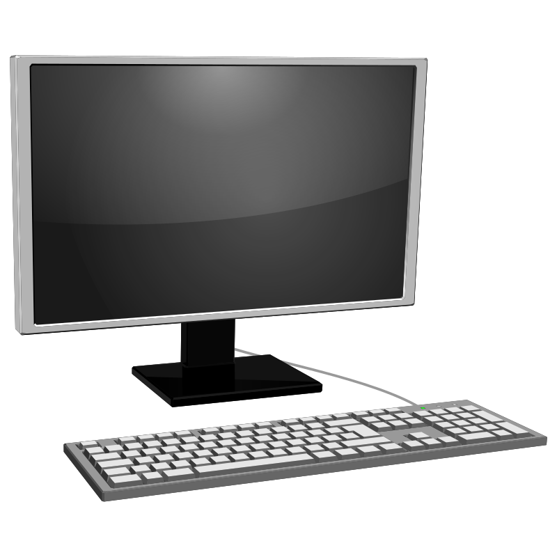 monitor gray with keyboard