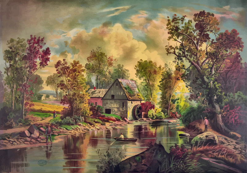The Old Mill Stream Painting