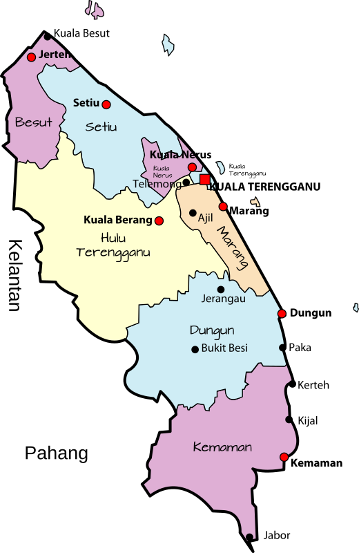 Parliamentary map of Terengganu, Malaysia