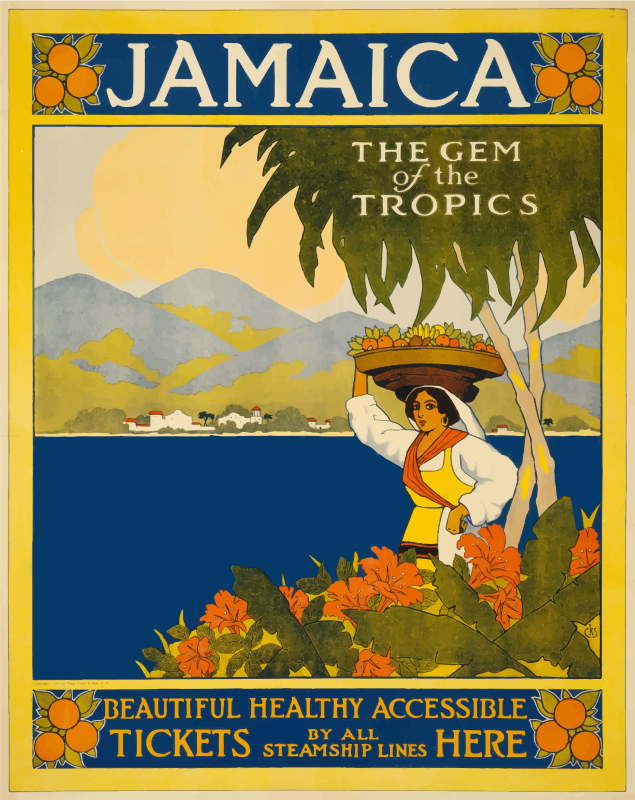 Jamaica The Gem Of The Tropics Vintage Travel Poster 1910