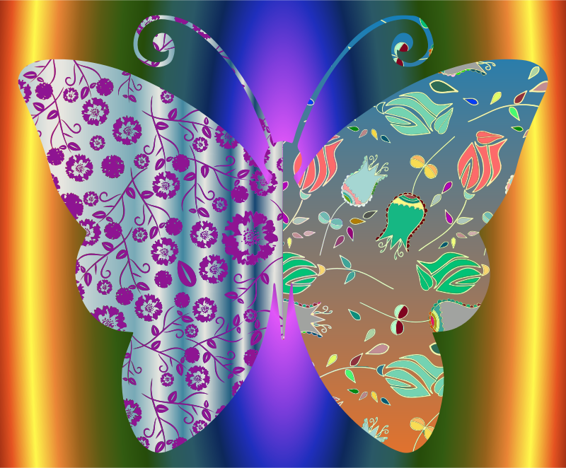 Vintage Style Floral Butterfly With Background