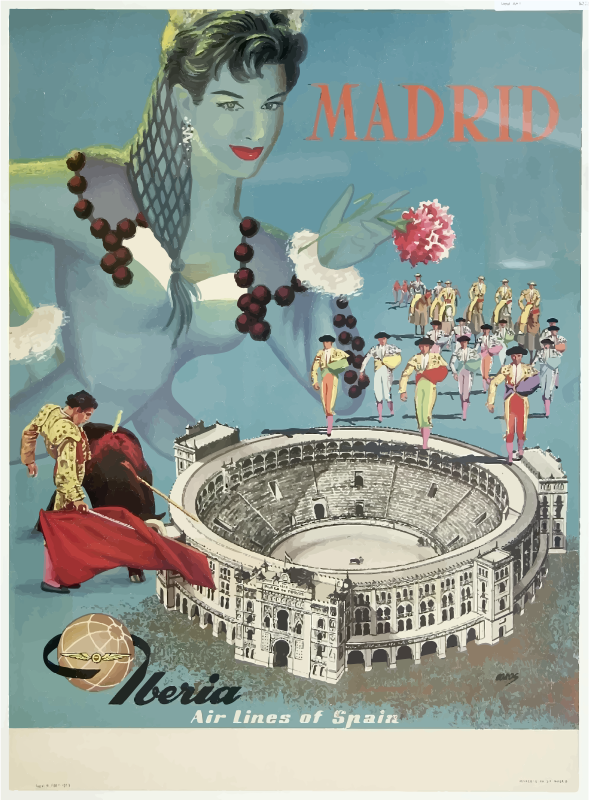 Vintage Travel Poster Madrid Spain