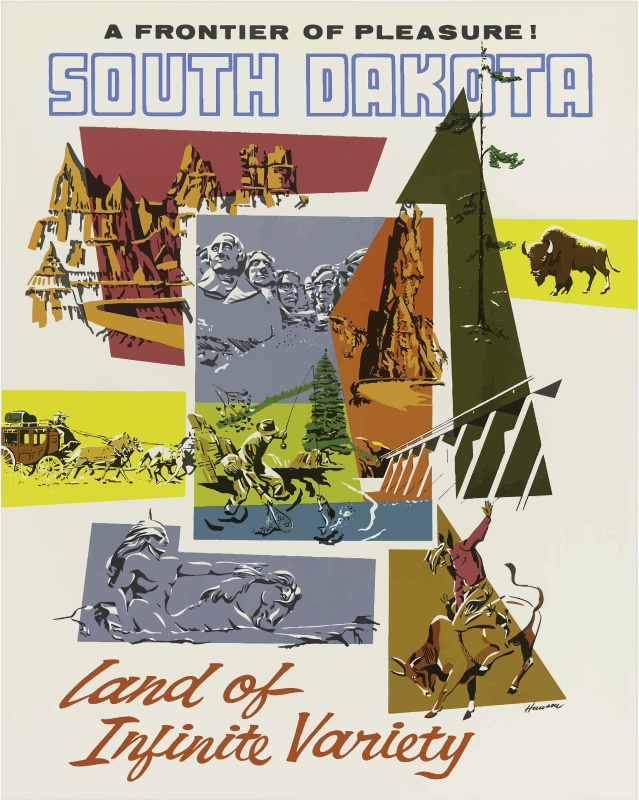 Vintage Travel Poster South Dakota USA