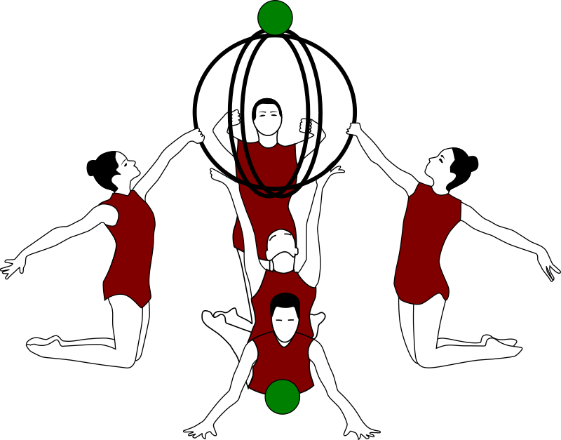 Rhythmic gymnastics with bows and ball