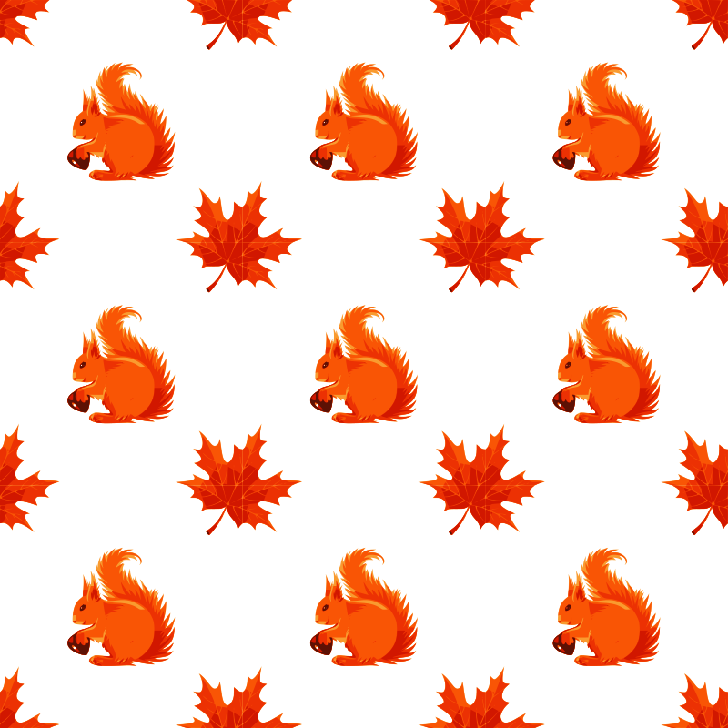 Maple and squirrel seamless pattern