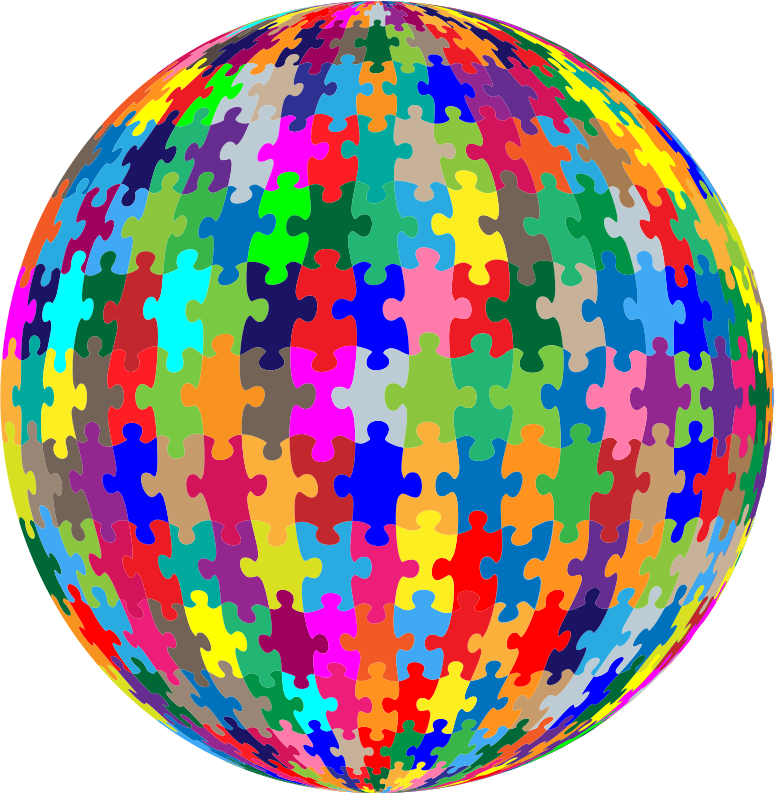 Multicolored Jigsaw Puzzle Pieces Sphere No Strokes