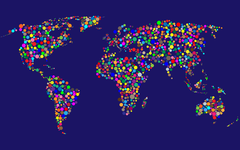 Colorful Circles World Map With Background 4