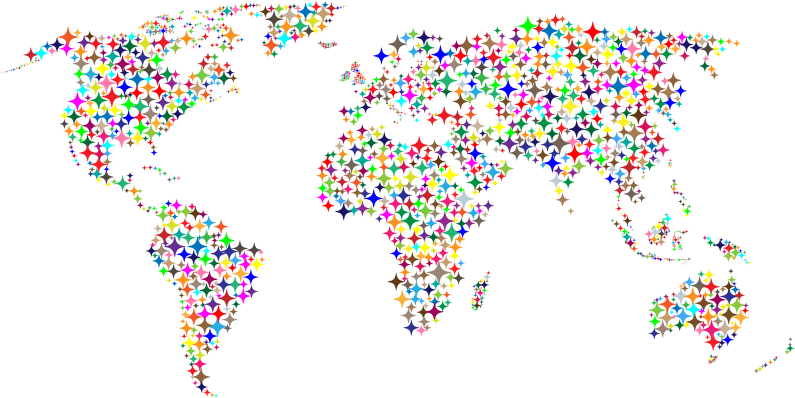 Colorful Diamonds World Map