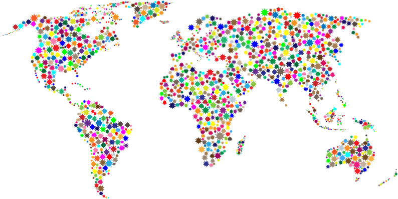 Colorful Stars World Map