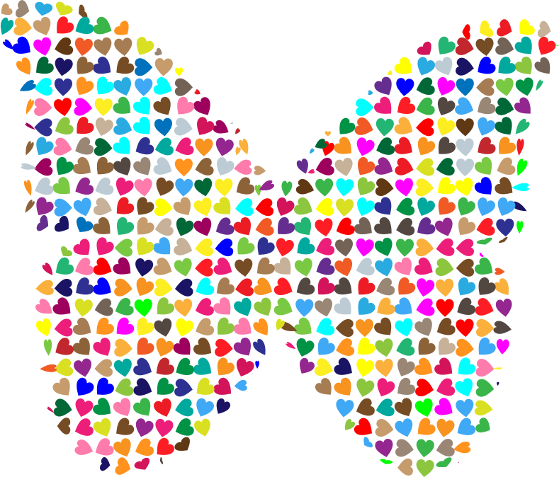 Chaotic Colorful Hearts Butterfly