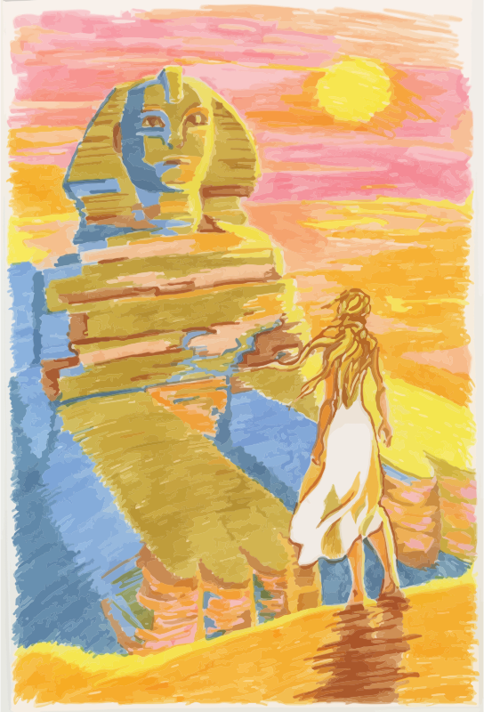 Woman Standing In Front Of The Sphinx