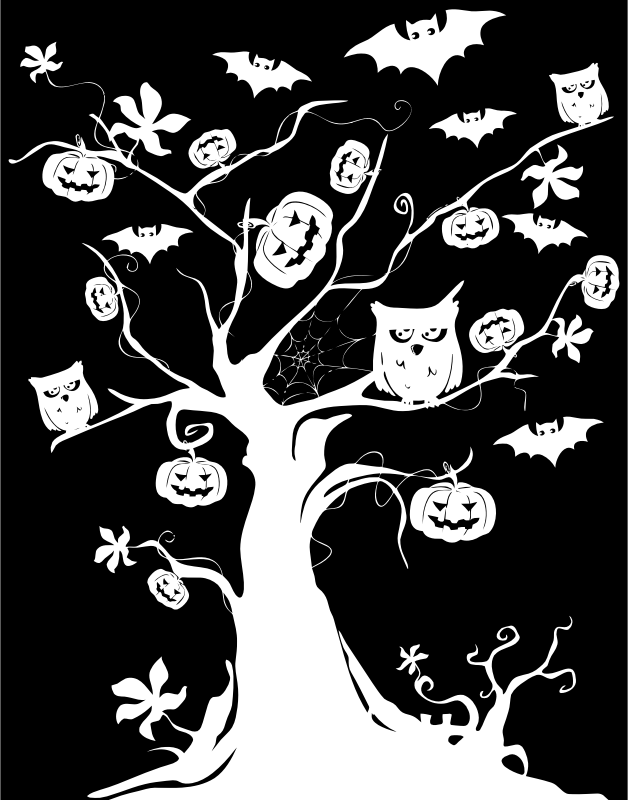 Halloween Tree Inverse Silhouette