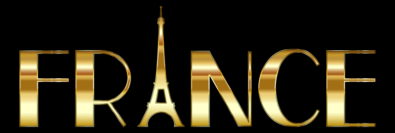 France Typography Gold With Black Background