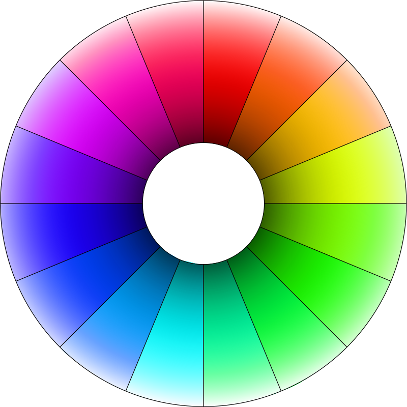 Hue color wheel with lightness gradient