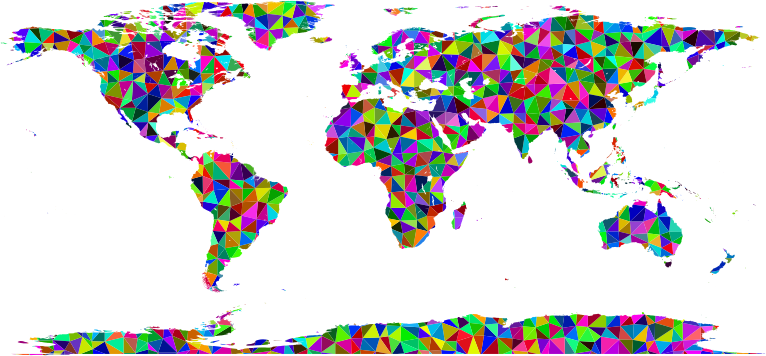 Prismatic Low Poly Triangular World Map