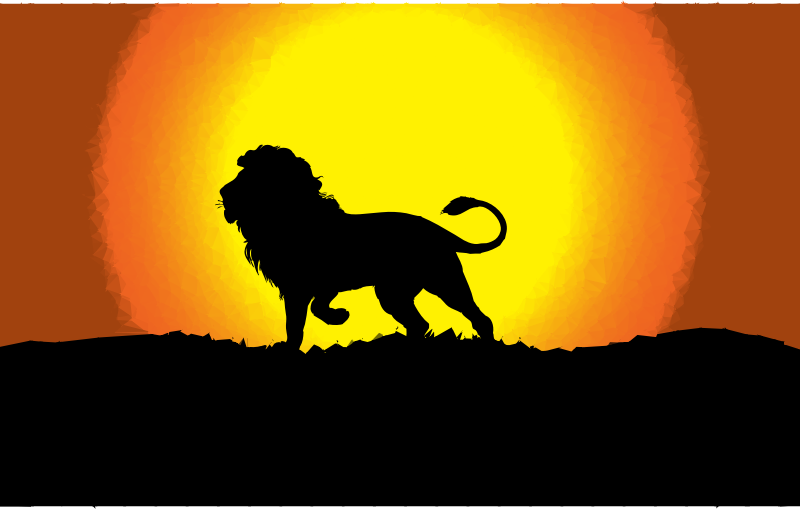 Low Poly Dusk Lion Silhouette