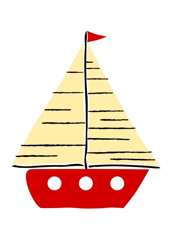 Red sail boat 2
